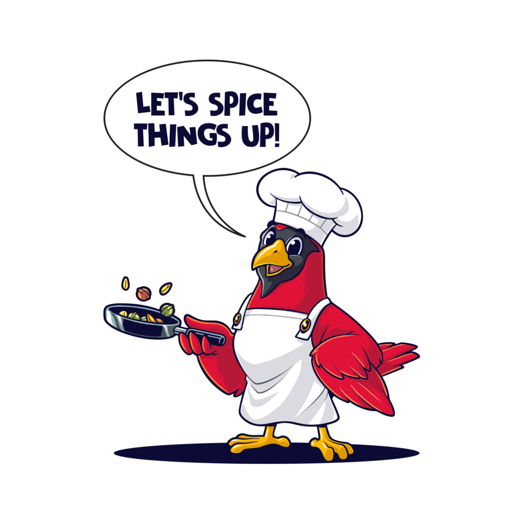 CreatureCops Spicy Birdseed Oil Red Cardinal Bird Character PNG