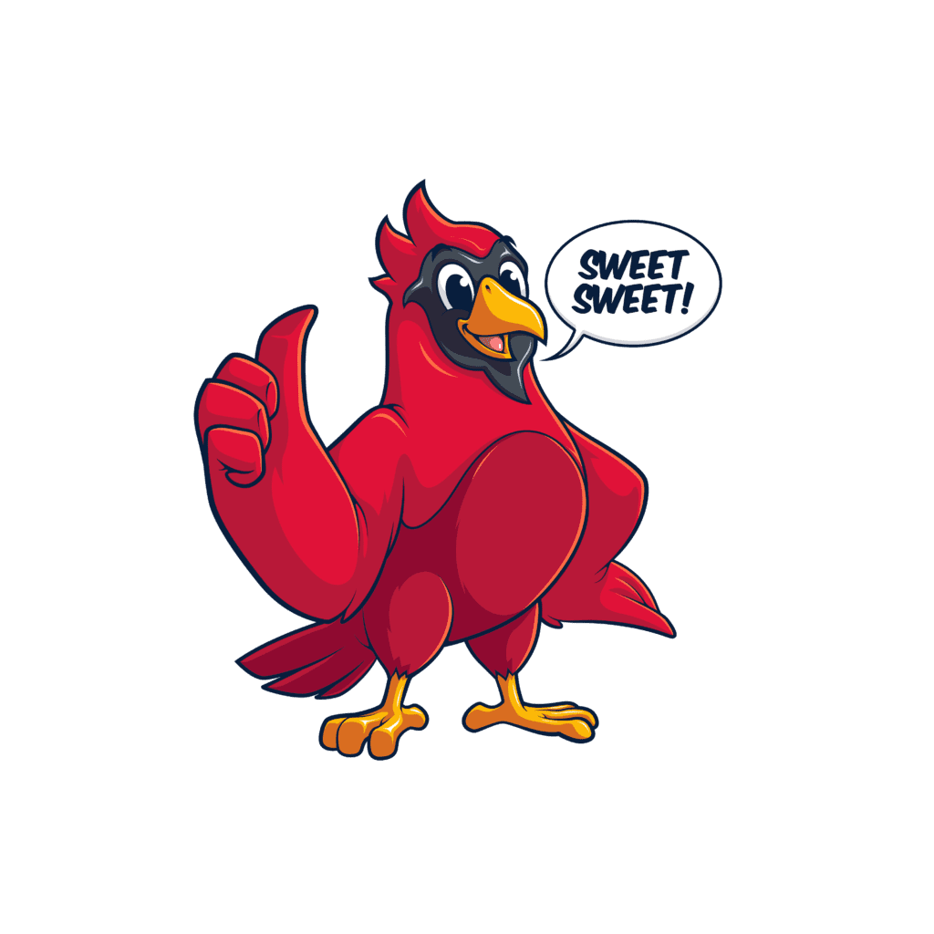 CreatureCops Spicy Birdseed Oil Red Cardinal Bird Character PNG